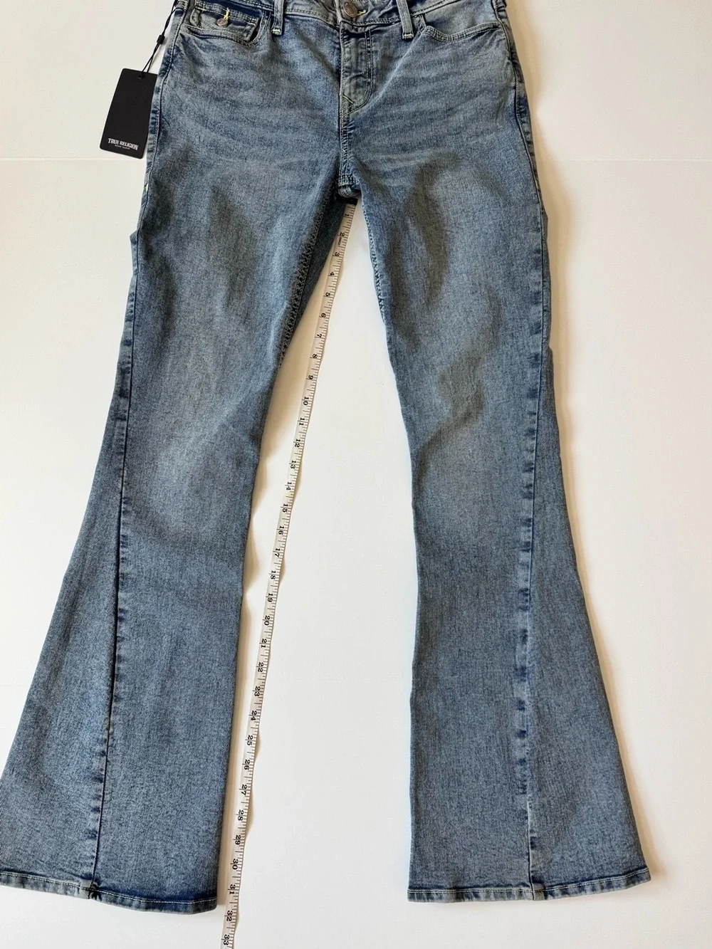 True Religion Joey Mid-Rise Flap Flare Jeans, Light Wash, NWT, Women’s Multiple